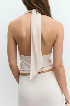 Soft touch halterneck top