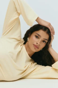 Soft touch wide sleeve top