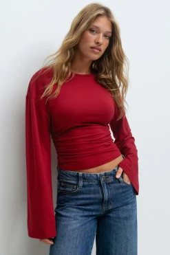 Soft touch wide sleeve top