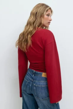 Soft touch wide sleeve top