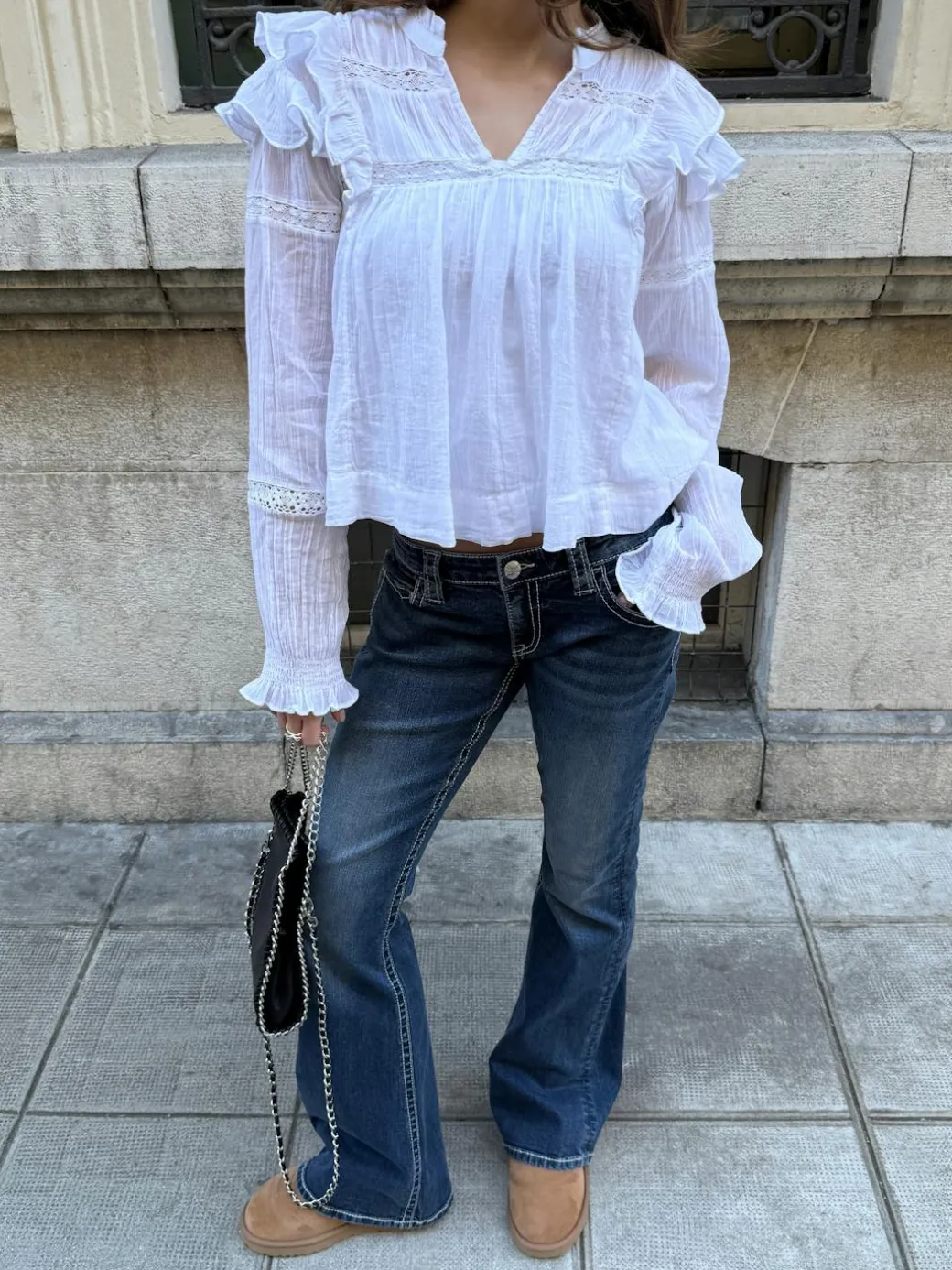 Sparkle low flare jeans