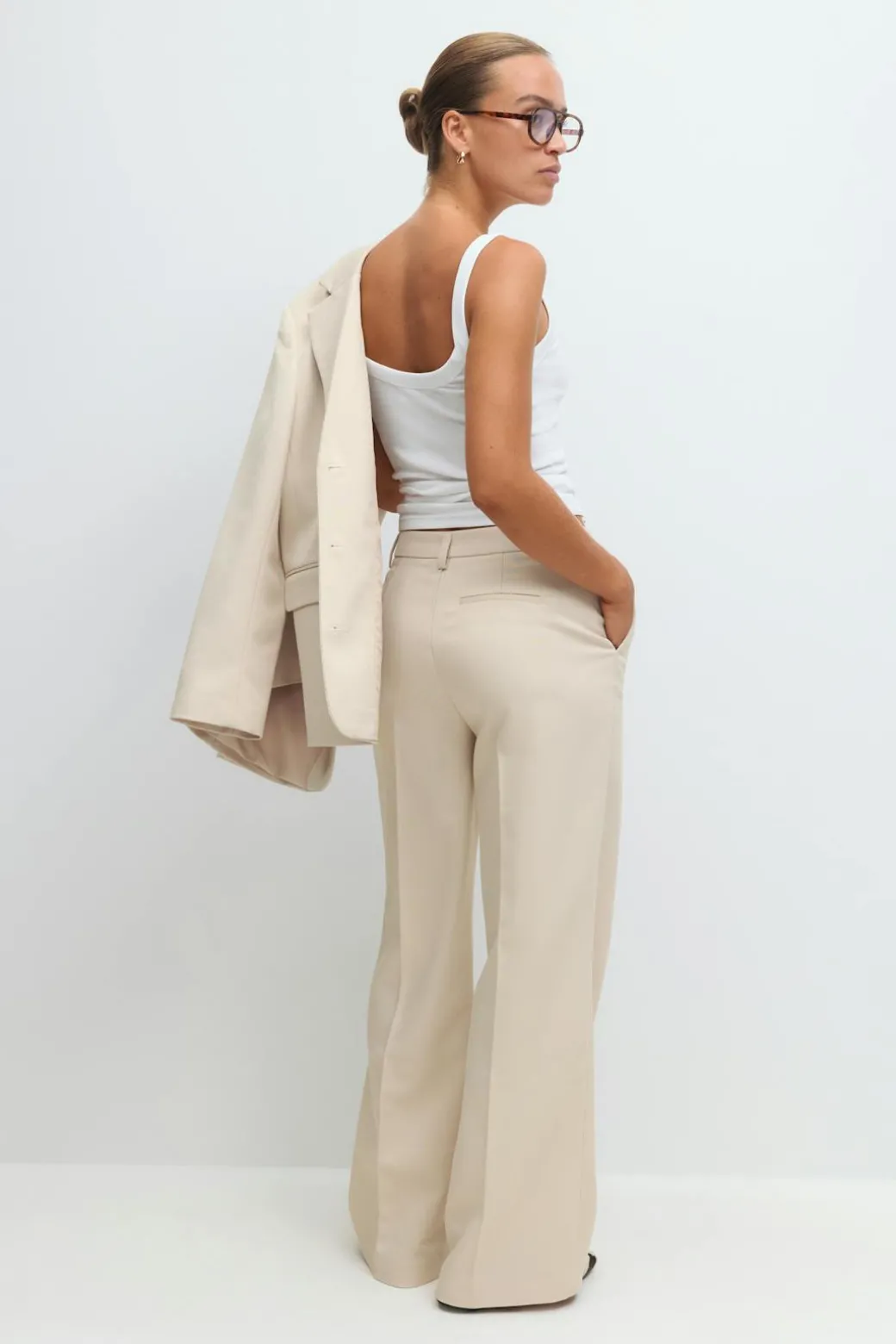 Straight twill trousers