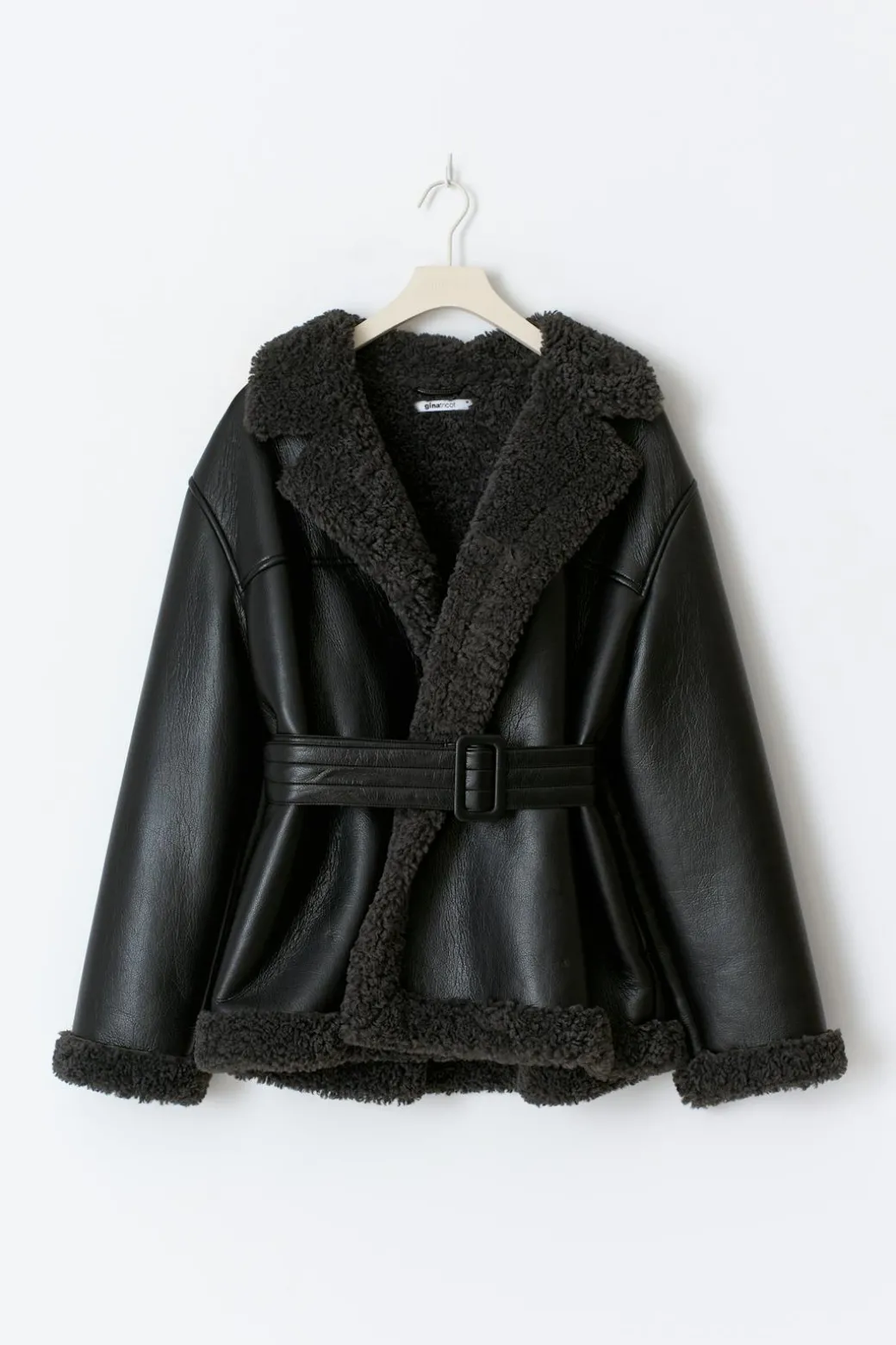 Teddy pu belted jacket