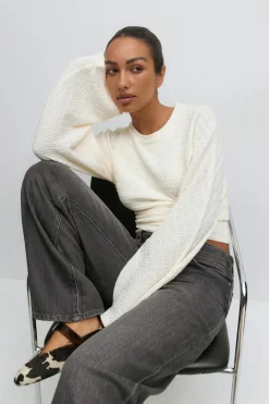 Textured wide sleeve top