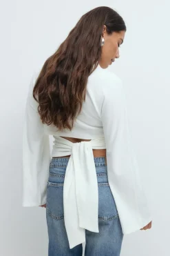 Tie back wide sleeve top