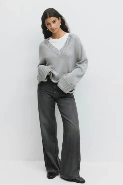 V-neck knitted sweater