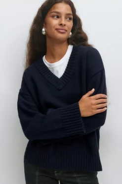 V-neck knitted sweater