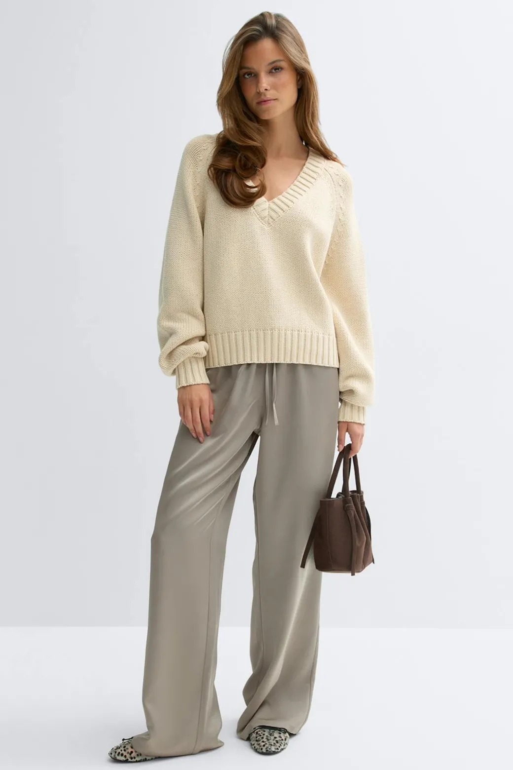 V-neck knitted sweater