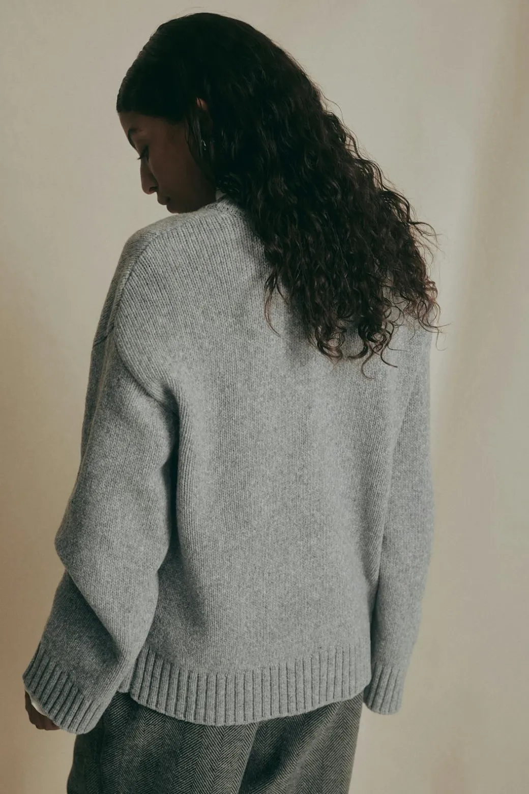 V-neck knitted wool sweater