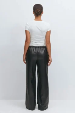 Wide drawstring pu trousers