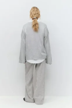 Wide linen blend trousers