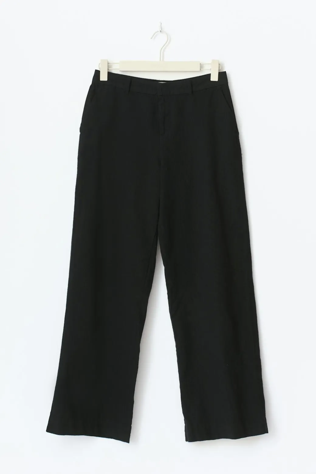 Wide linen blend trousers