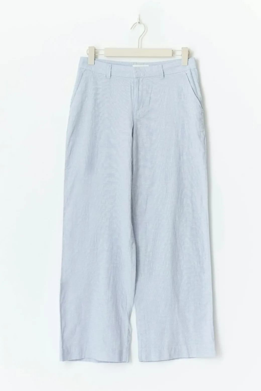 Wide linen blend trousers