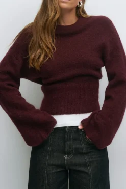 Wide sleeve knitted sweater