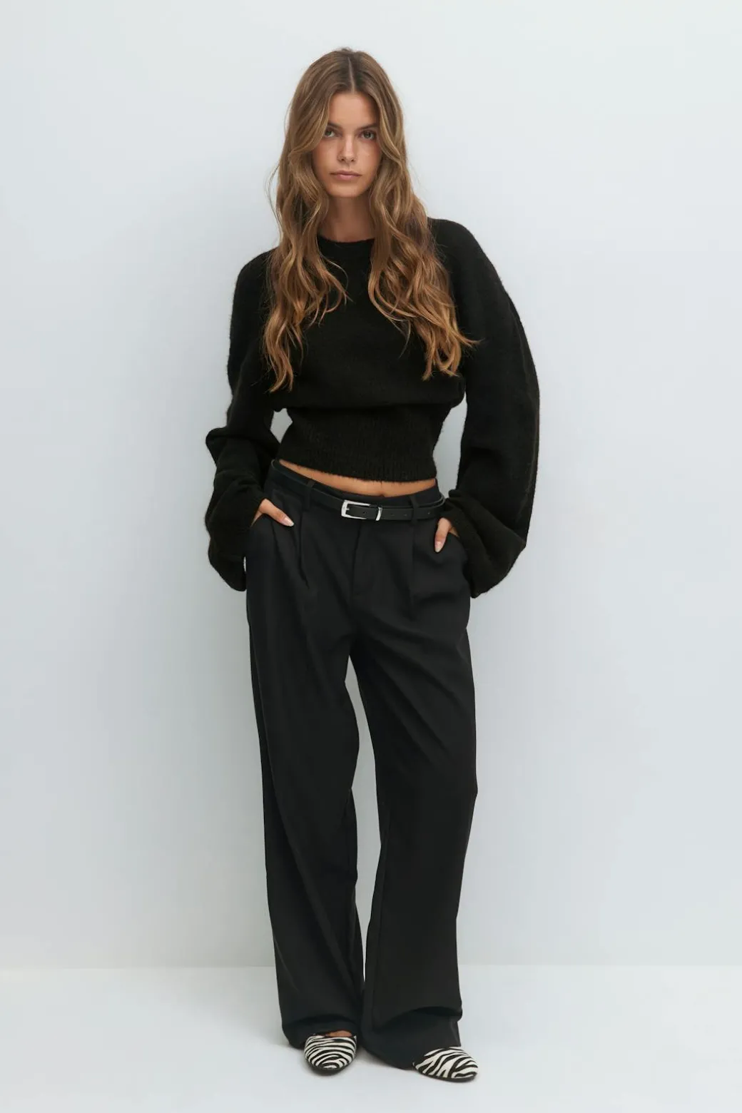 Wide sleeve knitted sweater