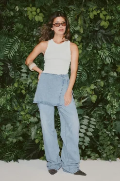 Wrap denim hip skirt