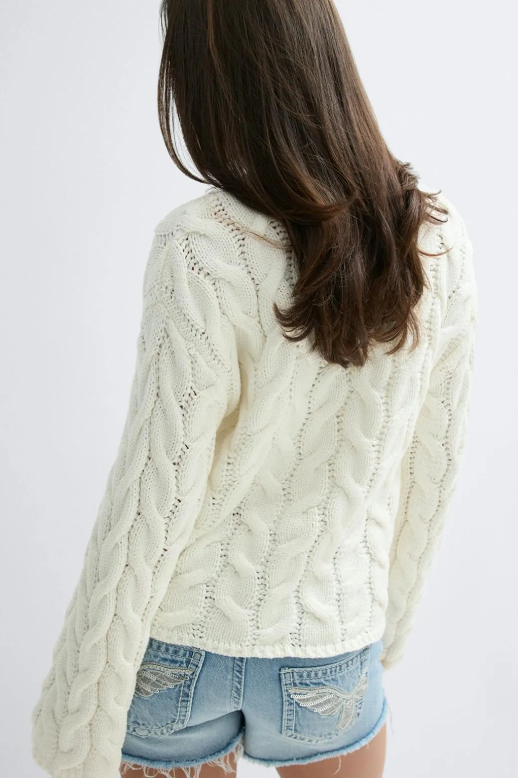 Y cable knitted cardigan