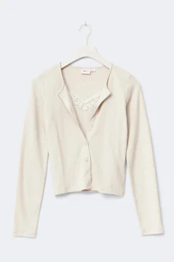 Y 2 in 1 lace rib cardigan