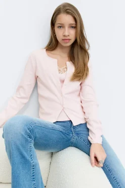 Y 2 in 1 lace rib cardigan