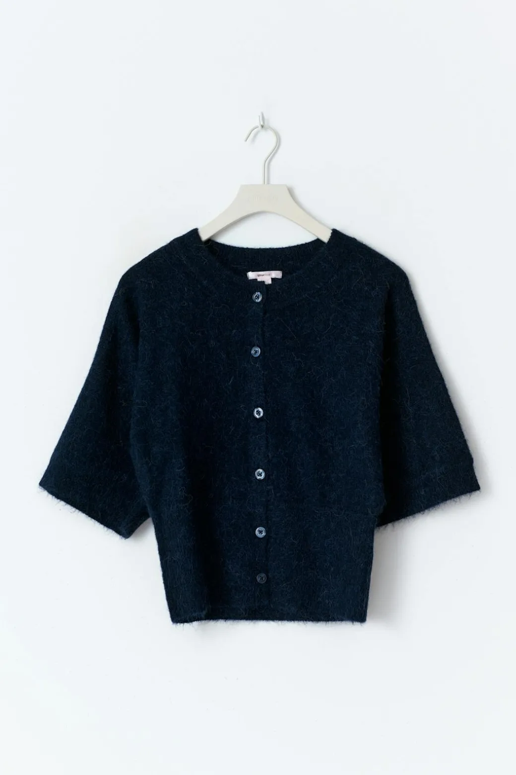 Y knitted short sleeve top