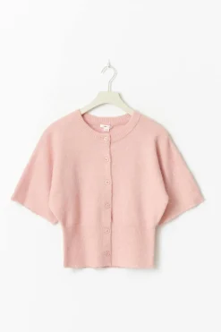 Y knitted short sleeve top