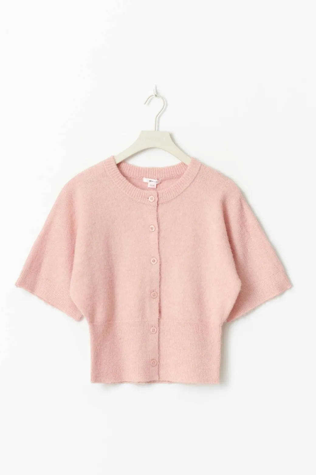 Y knitted short sleeve top