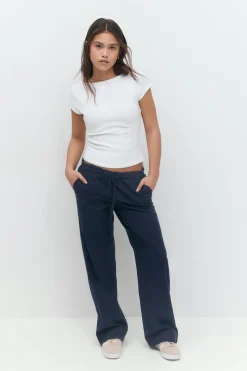 Y low linen blend trousers