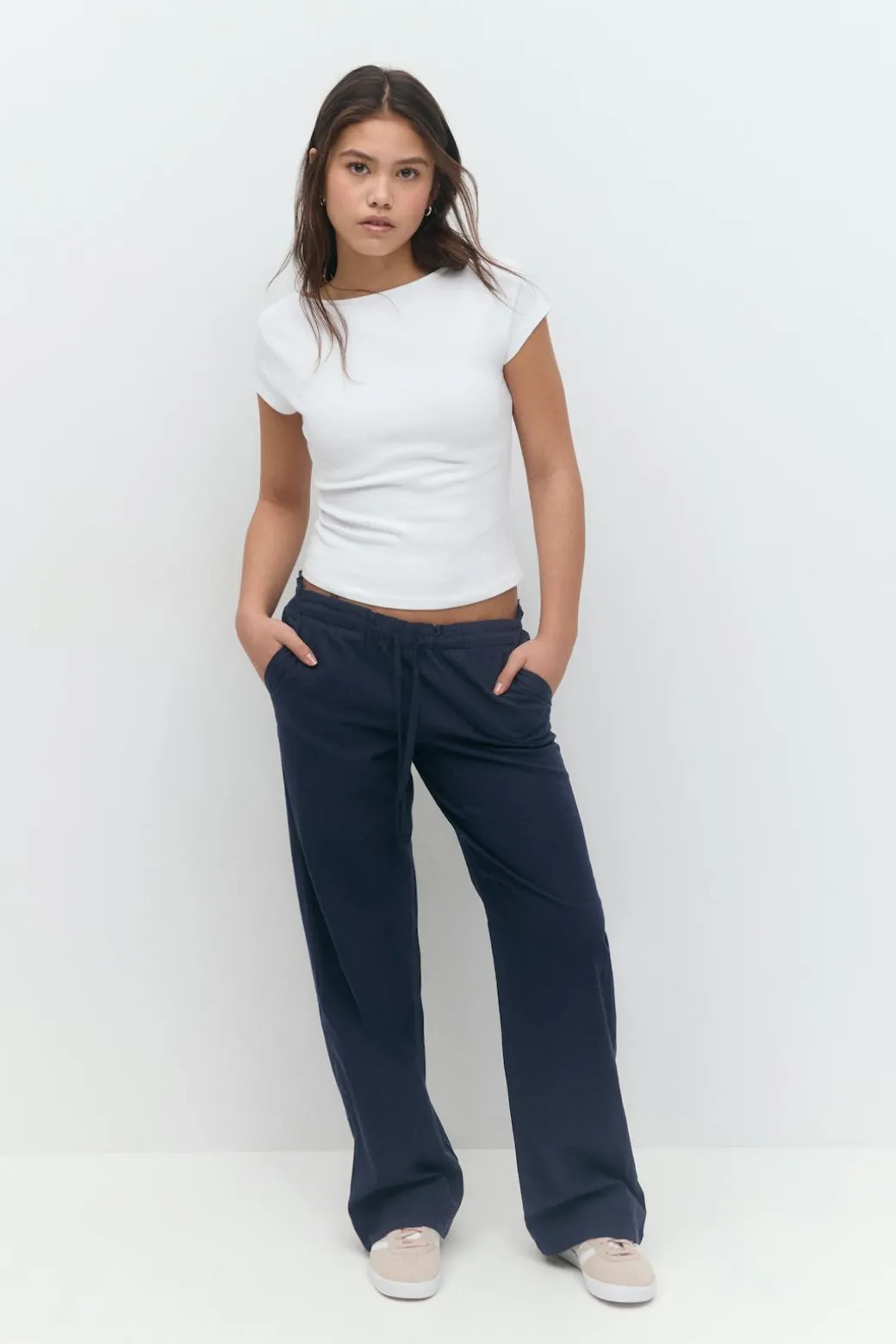Y low linen blend trousers