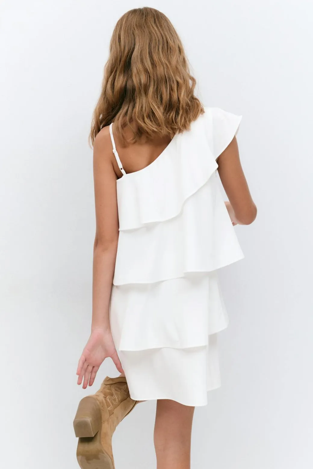 Y one shoulder frill dress