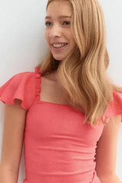 Y open back frill top