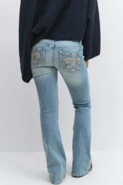 Y pleated flare jeans