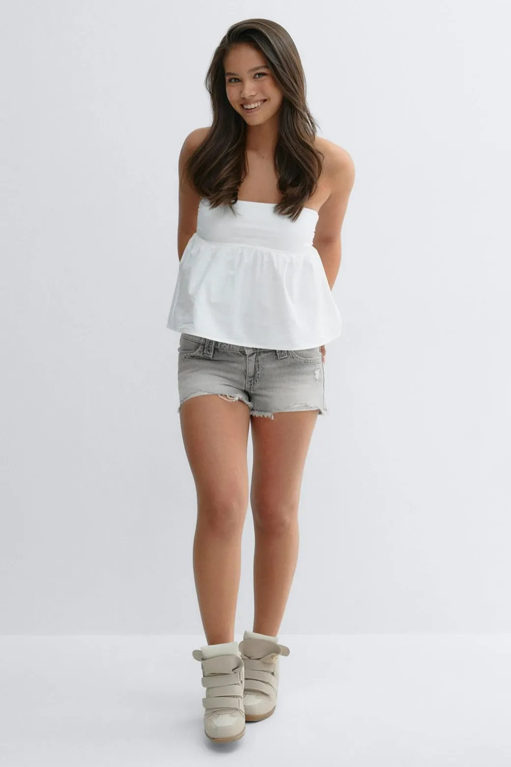 Y sparkle low denim shorts